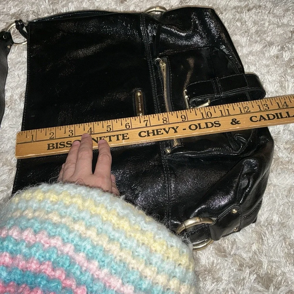 Michael Kors Black Patent Leather Austin Slouchy Bag‎